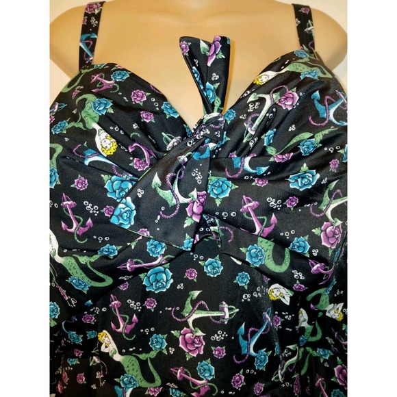 Torrid Plus Size 6 Black Mermaid Tie Skater Swim Dress W/ Support Bra NEW A113 - Picture 7 of 12